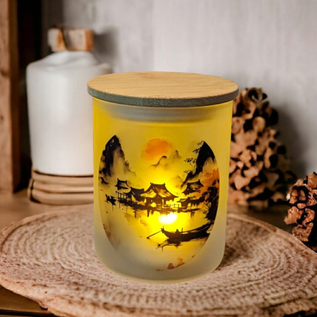 Chinese Candle Holder with Battery Operated Flickering Tea Light