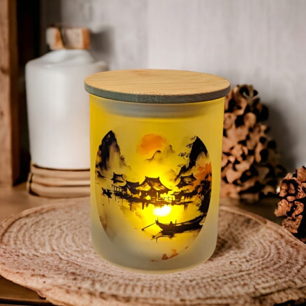 Chinese Candle Holder with Battery Operated Flickering Tea Light