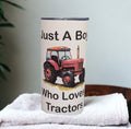 Just A Boy Who Loves Tractors Kids Tumbler 15oz With Reusable Straw, Can Be Personalized