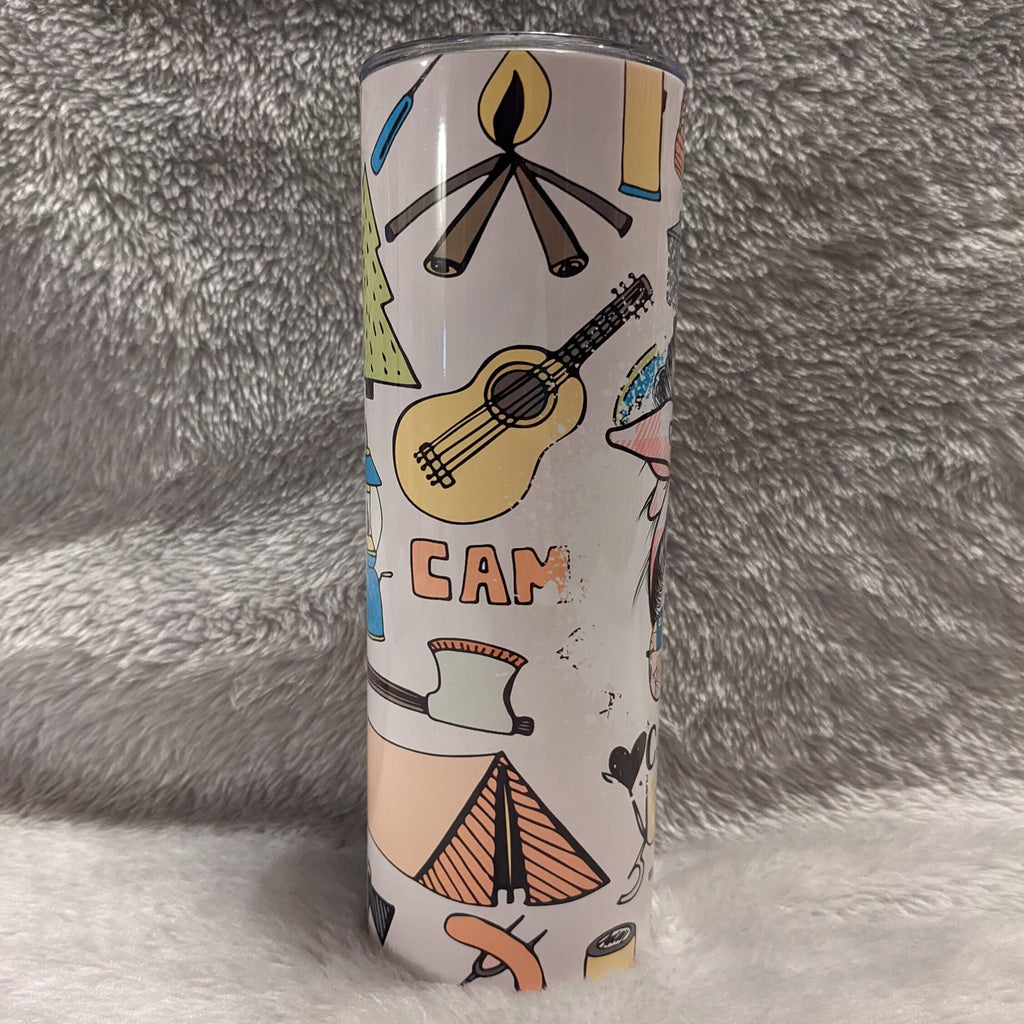 Camping Tumbler 20oz With Reusable Straw, Can Be Personalized