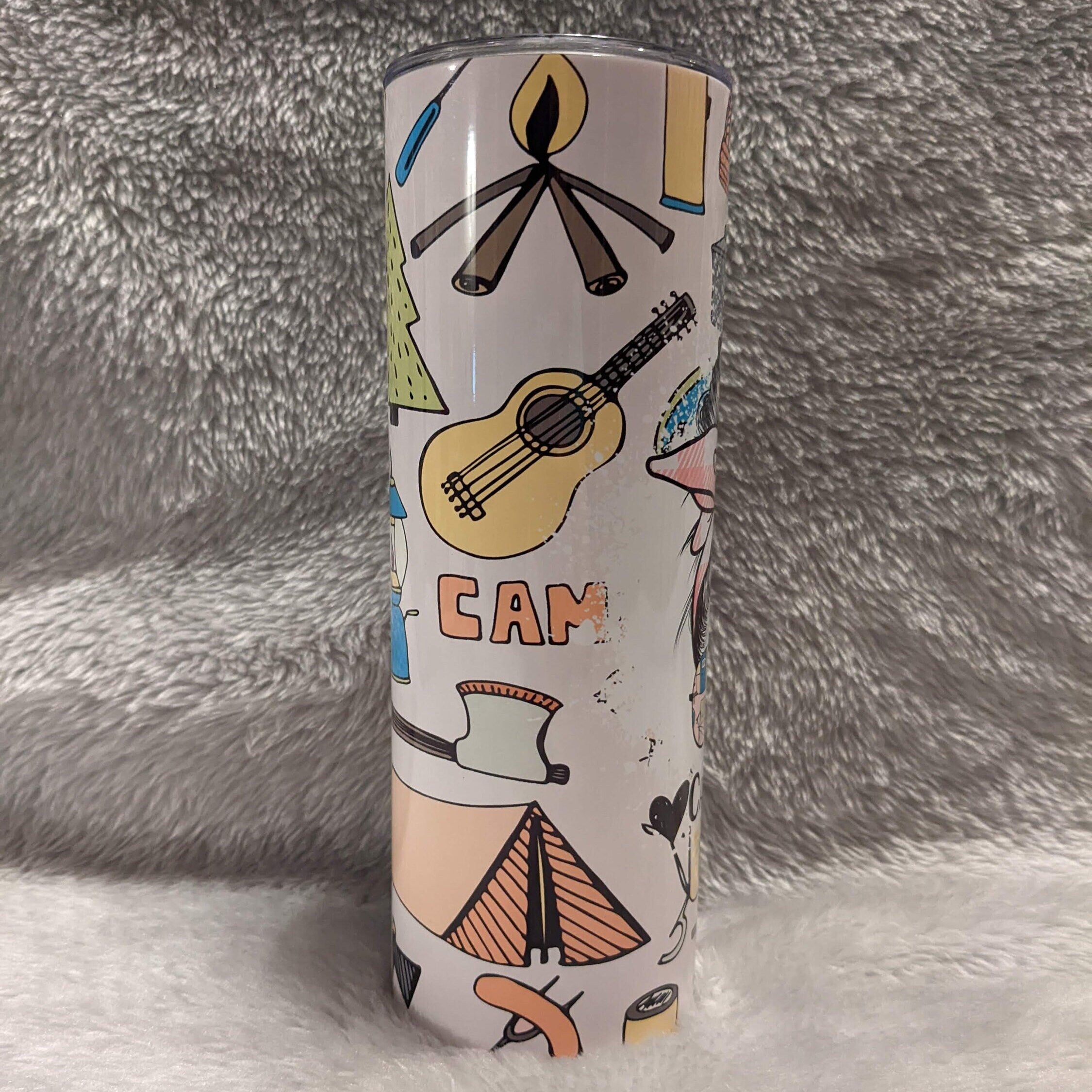 Camping Tumbler 20oz With Reusable Straw, Can Be Personalized