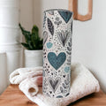 Hand Drawn Hearts Design Tumbler 20oz With Reusable Straw