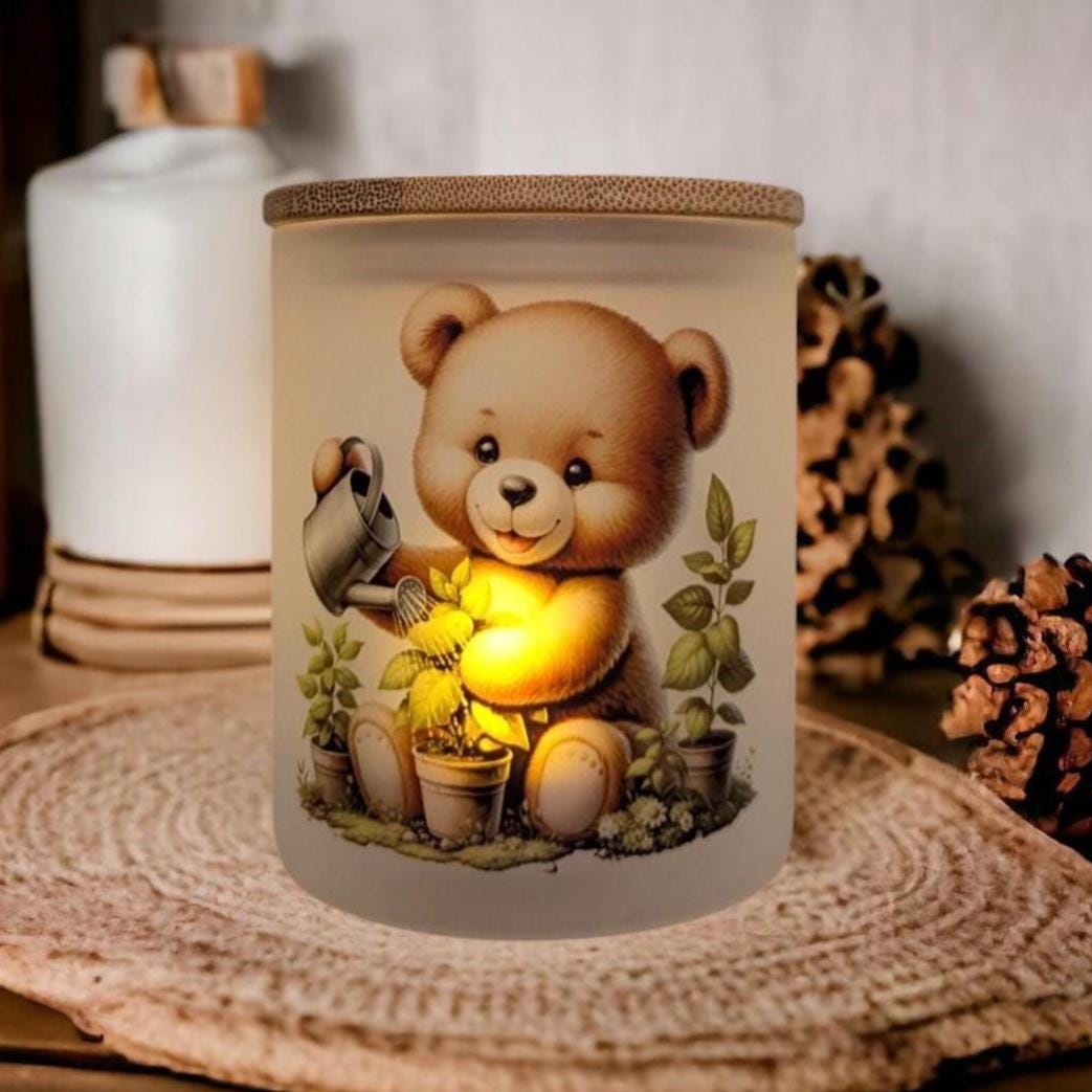 Teddy Bear Candle Holder With A Battery Operated Flickering Tea Light