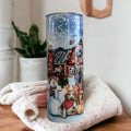 Beautiful Winter Scene Dog Tumbler 20oz With Reusable Straw, Can Be Personalized