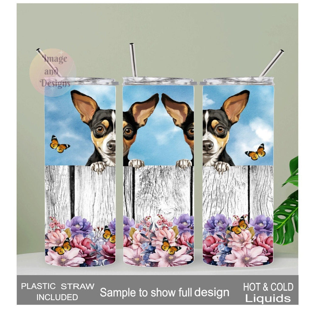 Adorable Terrier Dog Tumbler 20oz With Reusable Straw, Can Be Personalized
