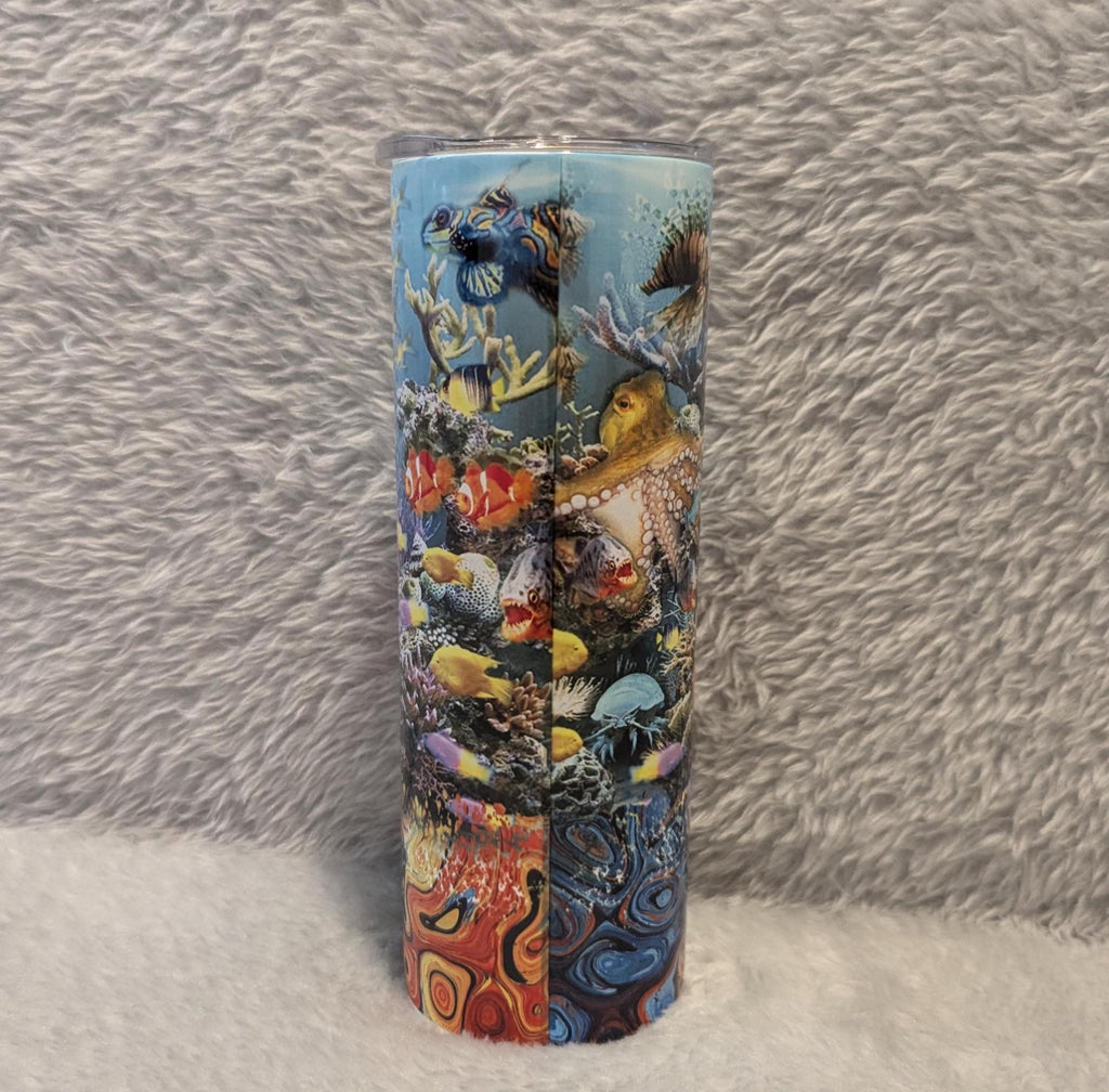 Stunning Fish Tumbler with A Beautiful Aquarium Fish Design 20oz With Reusable Straw, Can Be Personalized