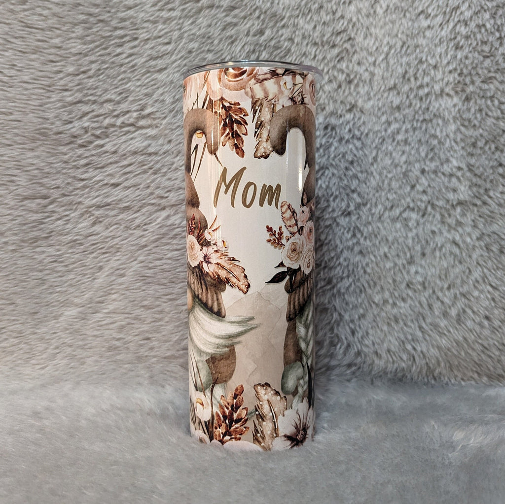 Gnome Tumbler With A Gnome Couple and Flowers 20oz With Reusable Straw, Can Be Personalized