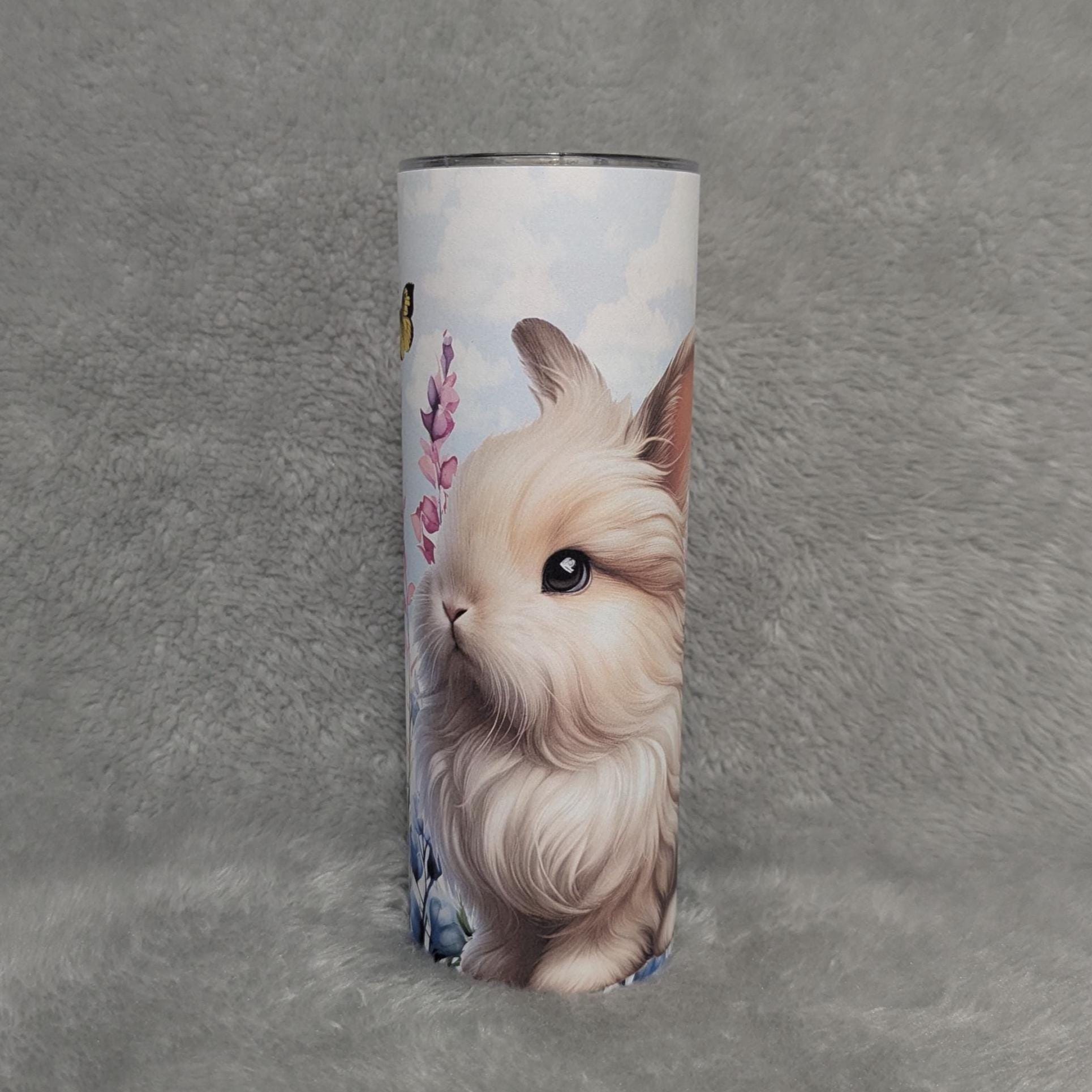 White Rabbit Tumbler 20oz With Reusable Straw, Can Be Personalized