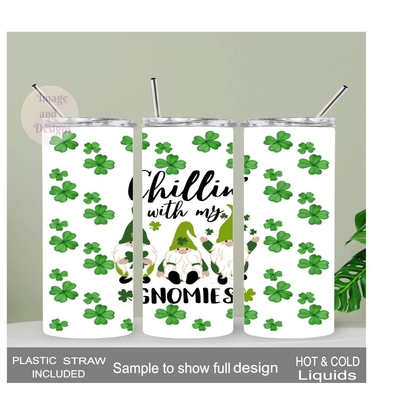 Chillin With My Gnomies Gnome Tumbler, St Patricks Day Tumbler 20oz With Reusable Straw