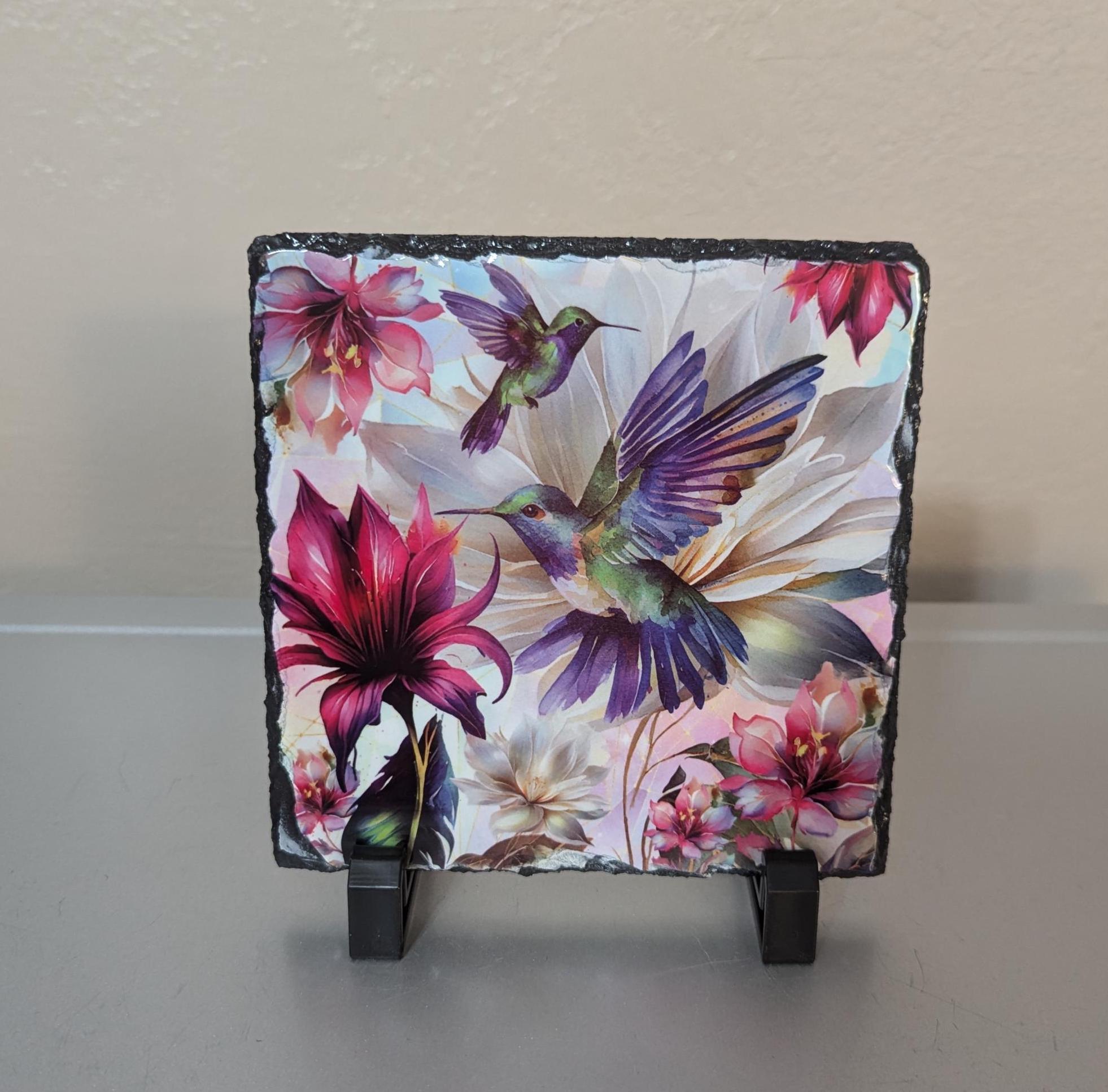 Slate Hummingbird Picture With Display Legs