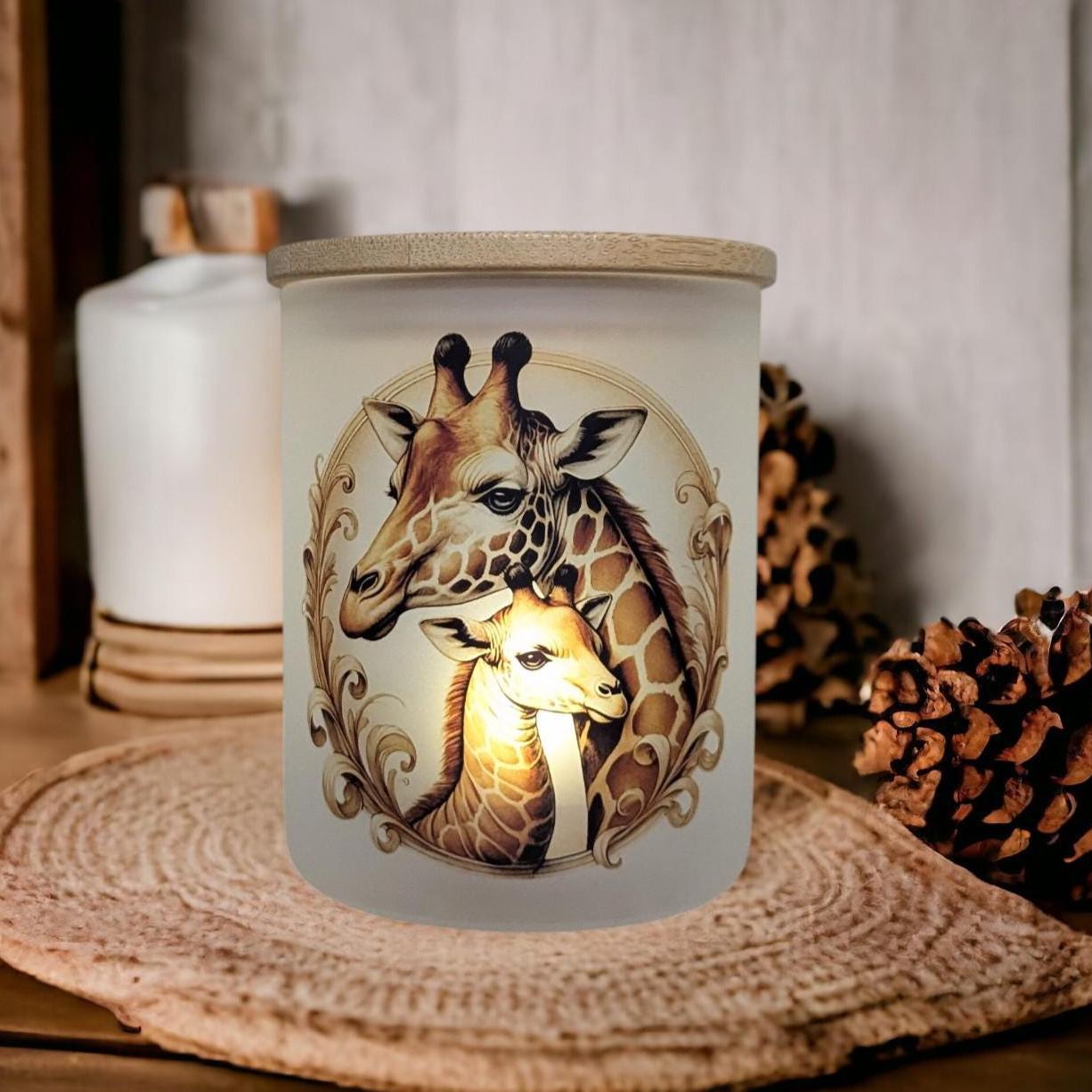 Giraffe Candle Holder With A Battery Operated Flickering Tea Light