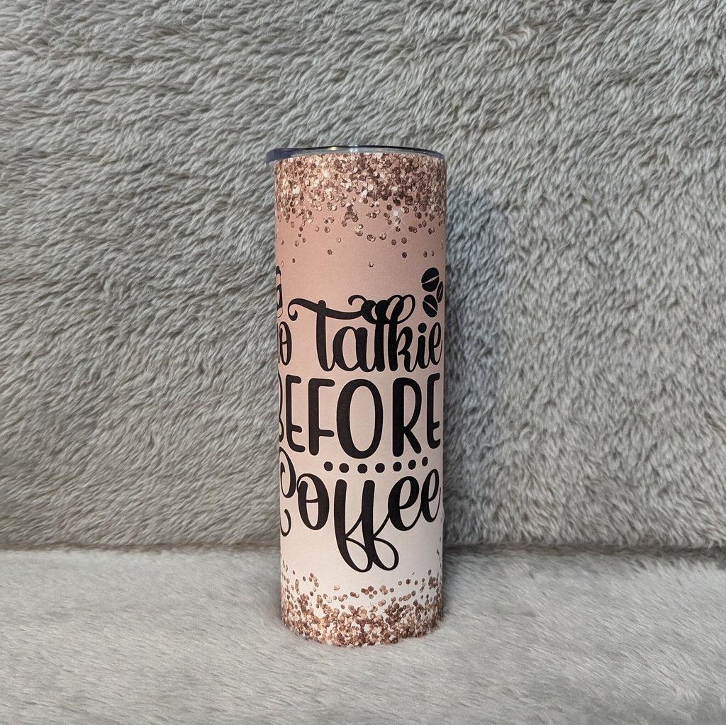 No Talkie Before Coffee Gnome Tumbler 20oz With Reusable Straw