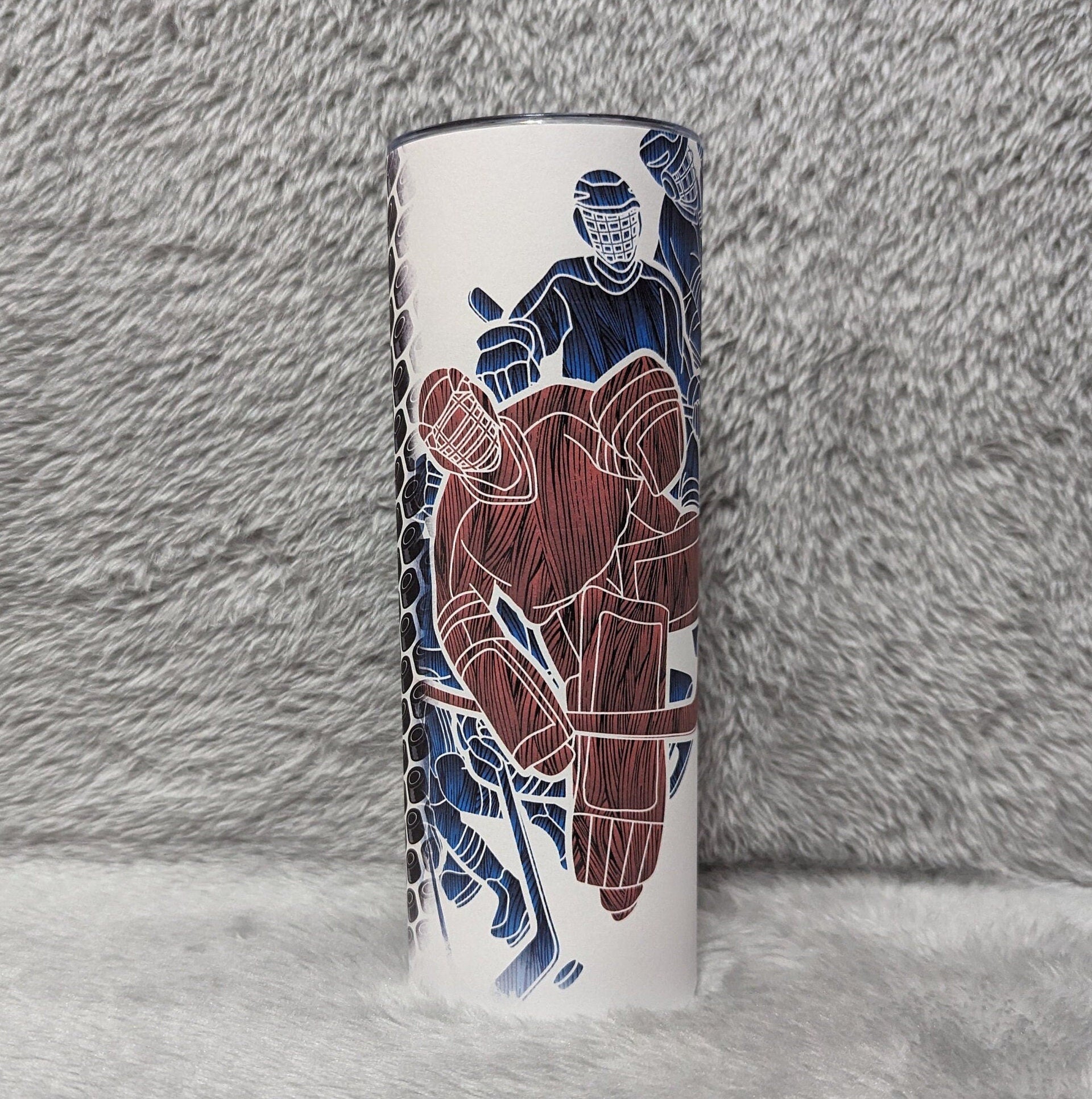 Hockey Tumbler 20oz With Reusable Straw, Can Be Personalized