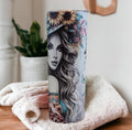 Boho Free Spirit Girl Tumbler 20oz With Reusable Straw, Can Be Personalized