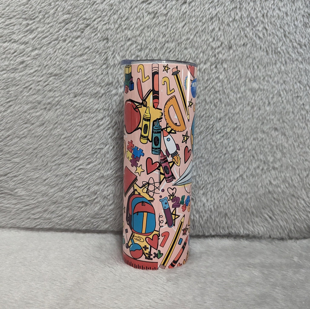 Colorful Daycare Teacher Life Tumbler 20oz With Reusable Straw, Can Be Personalized