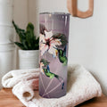 Floral Hummingbird Tumbler 20oz With Reusable Straw, Can Be Personalized