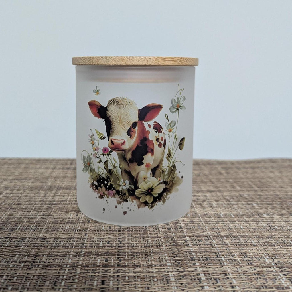 Cow With Flowers Candle Holder With A Battery Operated Flickering Tea Light