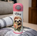 Adorable Sloth Water Bottle for Kids 12oz With Reusable Straw Can Be Personalized