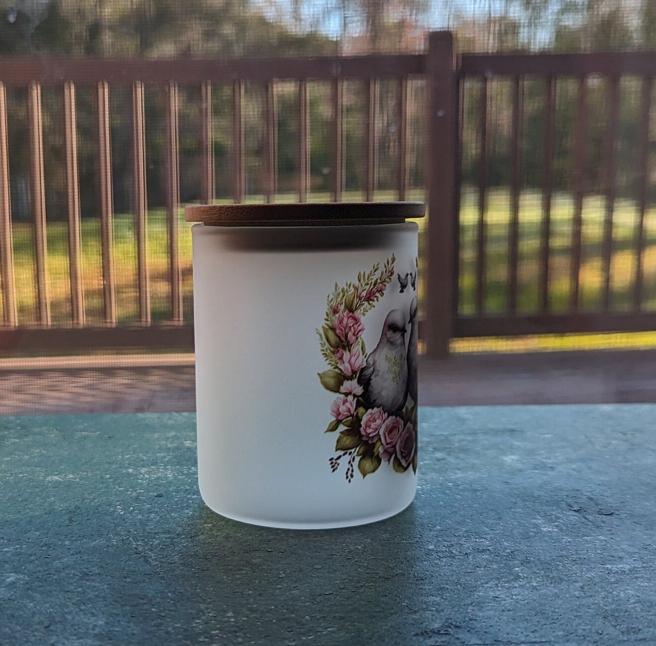 Dove Candle Holder With A Battery Operated Flickering Tea Light and Bamboo Lid