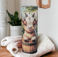 Cute Goat Tumbler 20oz With Reusable Straw, Can Be Personalized