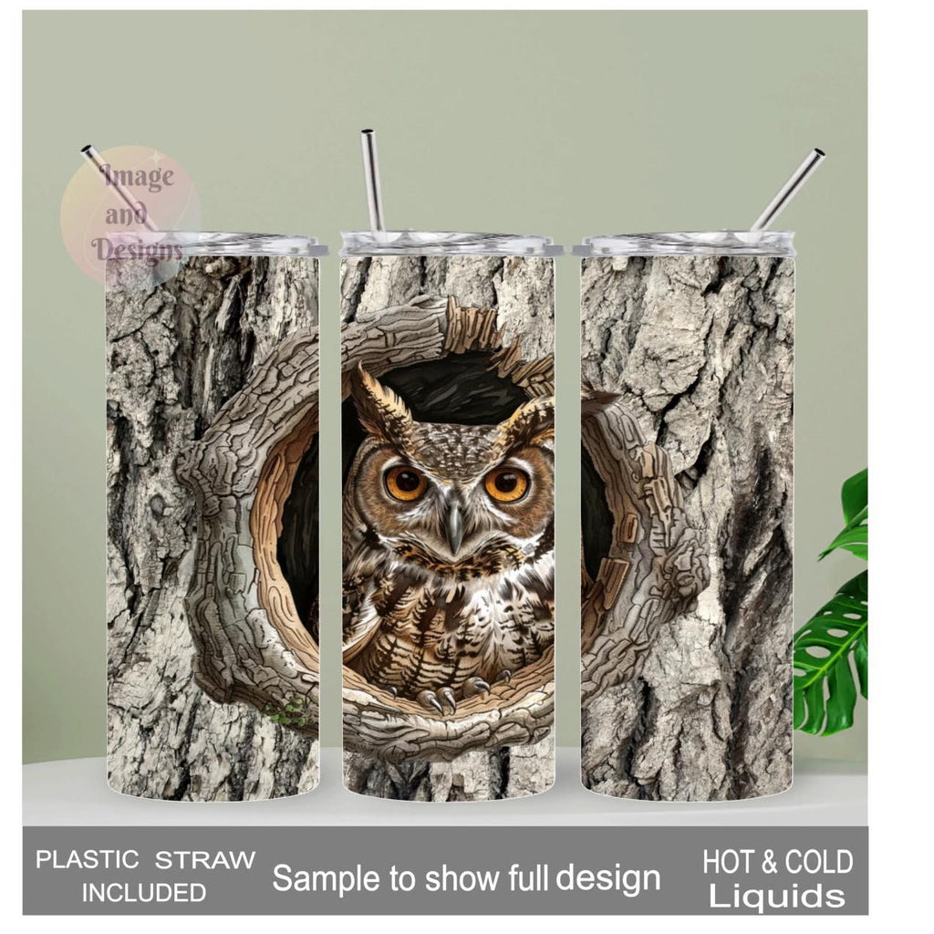 Owl Tumbler 20oz With Reusable Straw, Can Be Personalized
