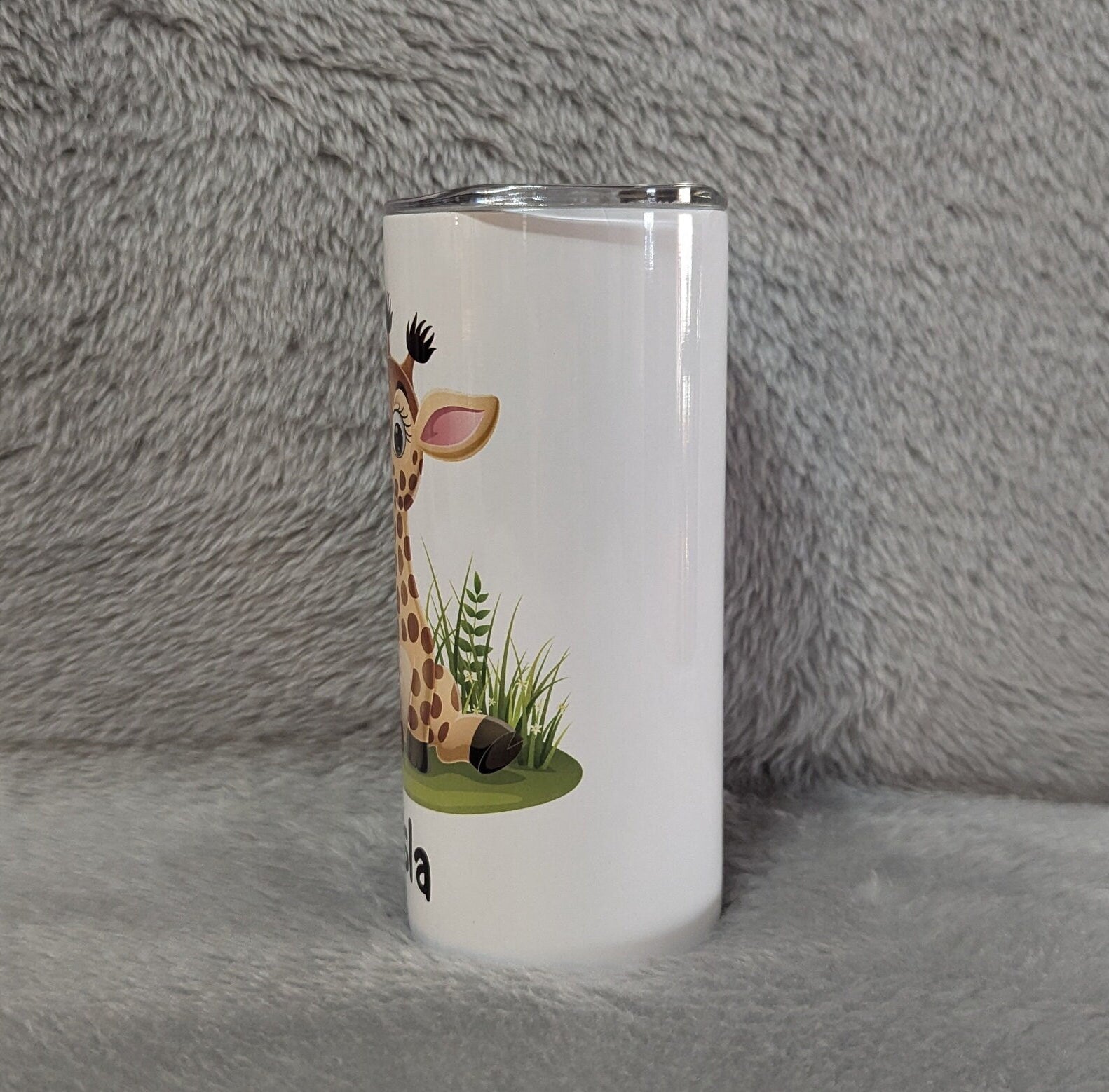 Kids Giraffe Tumbler 15oz With Reusable Straw, Can Be Personalized