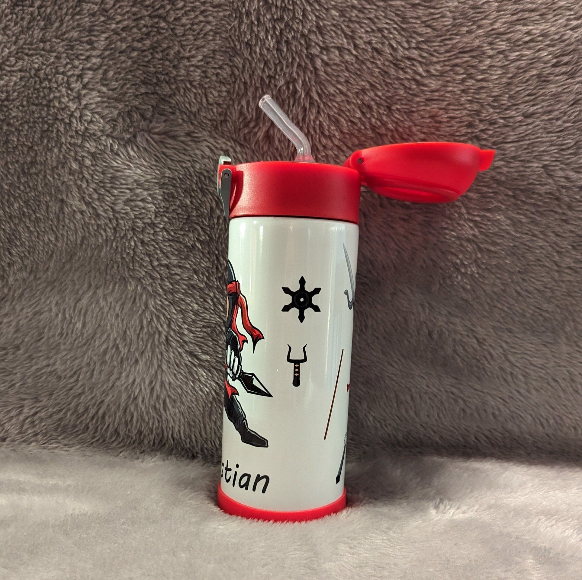 Ninja Water Bottle 12oz With Reusable Straw Can Be Personalized
