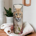 Wild Bobcat Tumbler With A Embroidered Design 20oz With Reusable Straw, Can Be Personalized