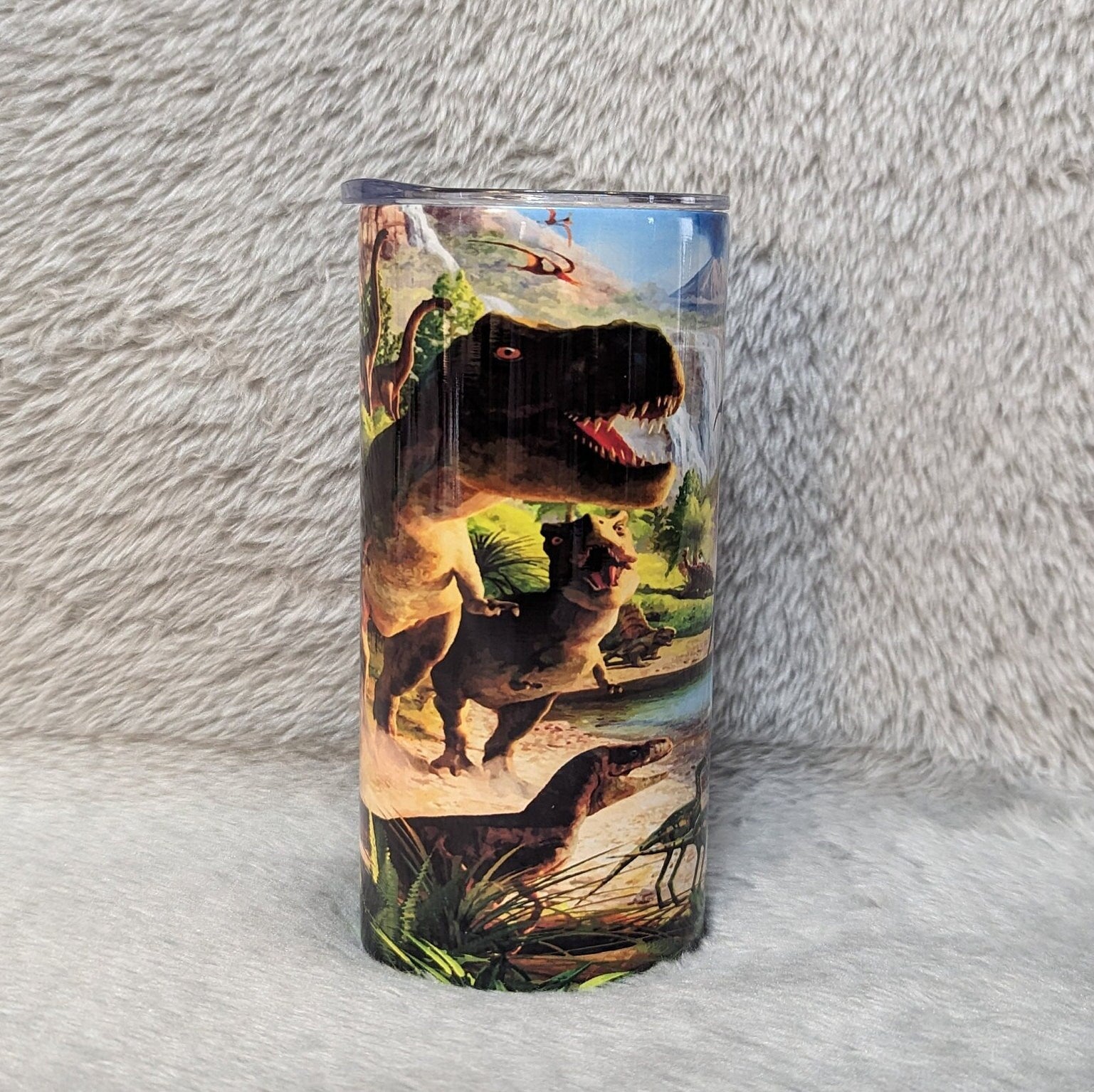 Kids Dinosaur Tumbler 15oz With Reusable Straw, Can Be Personalized