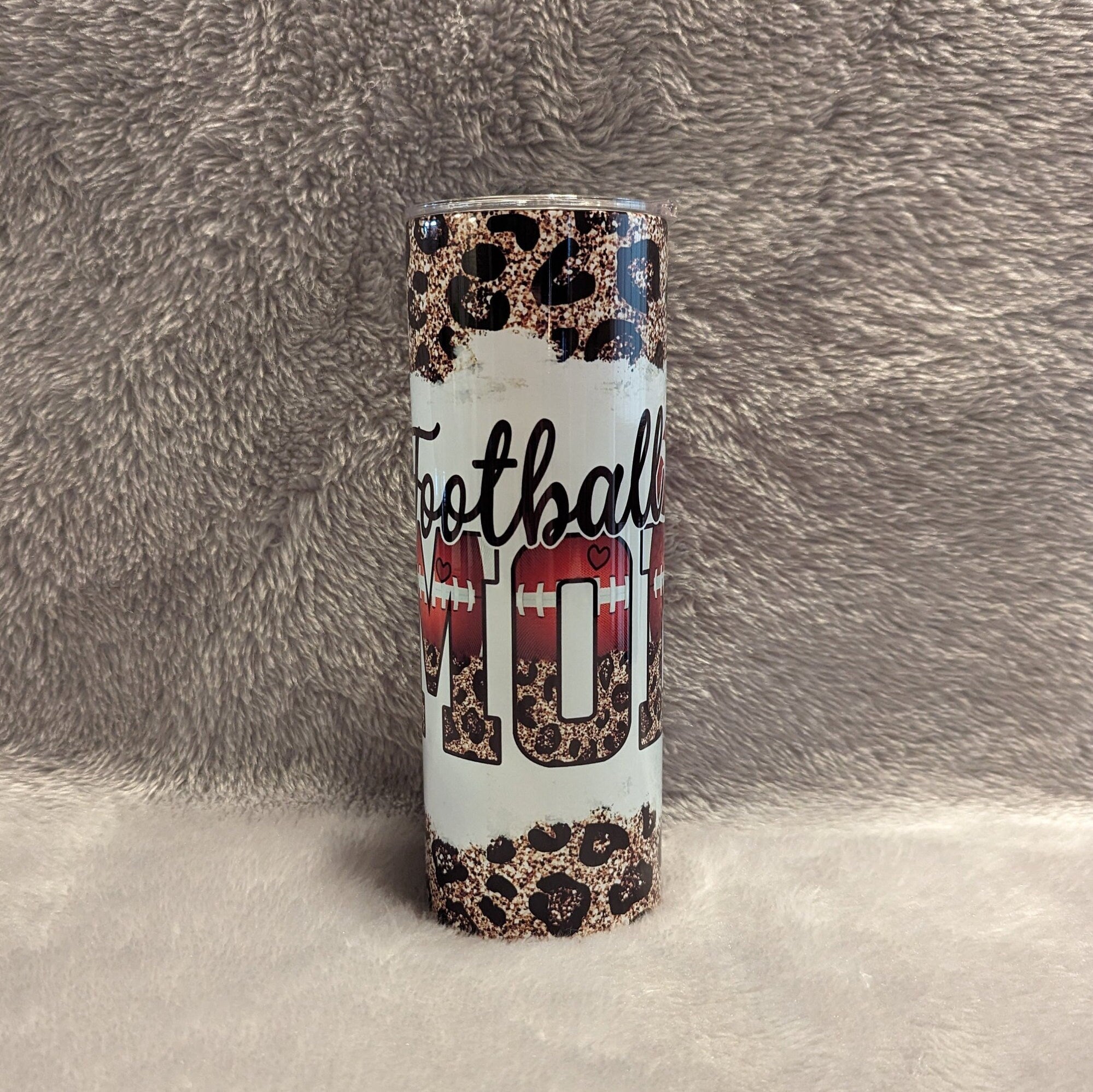 Football Mom Tumbler 20oz With Reusable Straw
