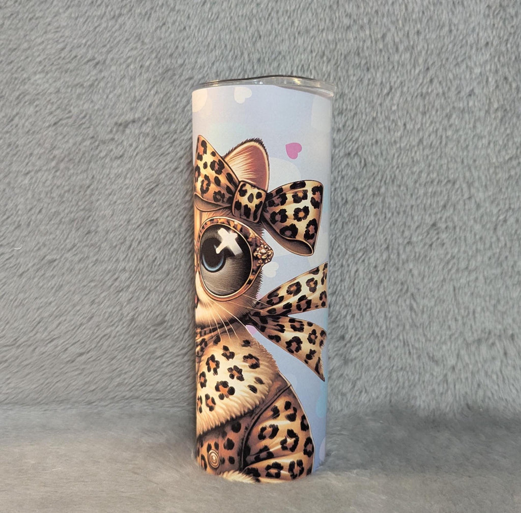 Fun Cool Cat Tumbler 20oz With Reusable Straw, Can Be Personalized