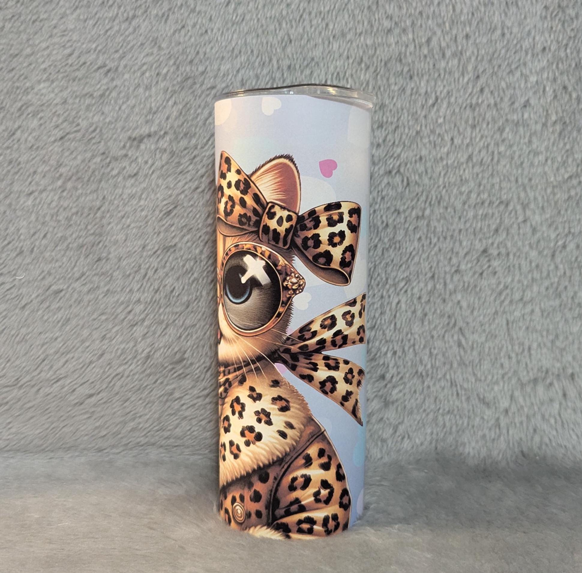 Fun Cool Cat Tumbler 20oz With Reusable Straw, Can Be Personalized