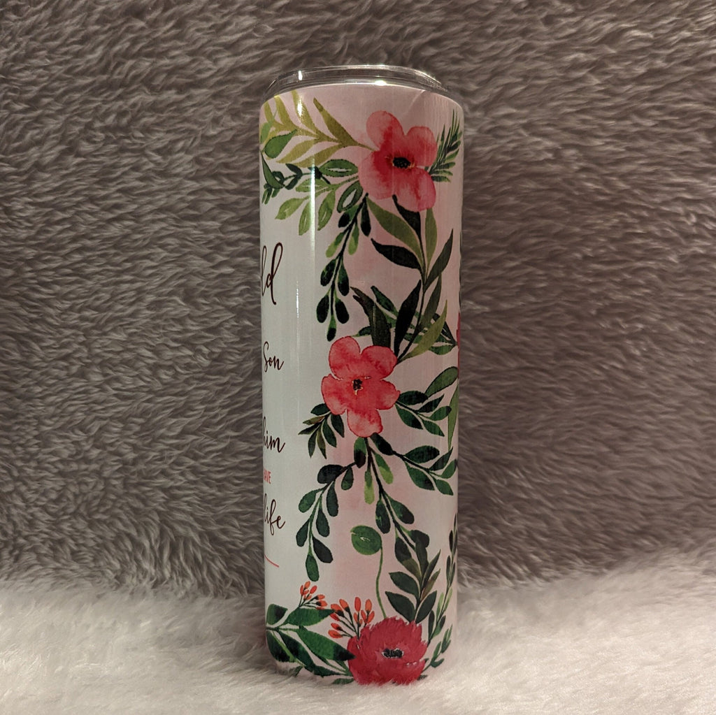 Bible Verse John 3:16 Christian Tumbler 20oz With Reusable Straw