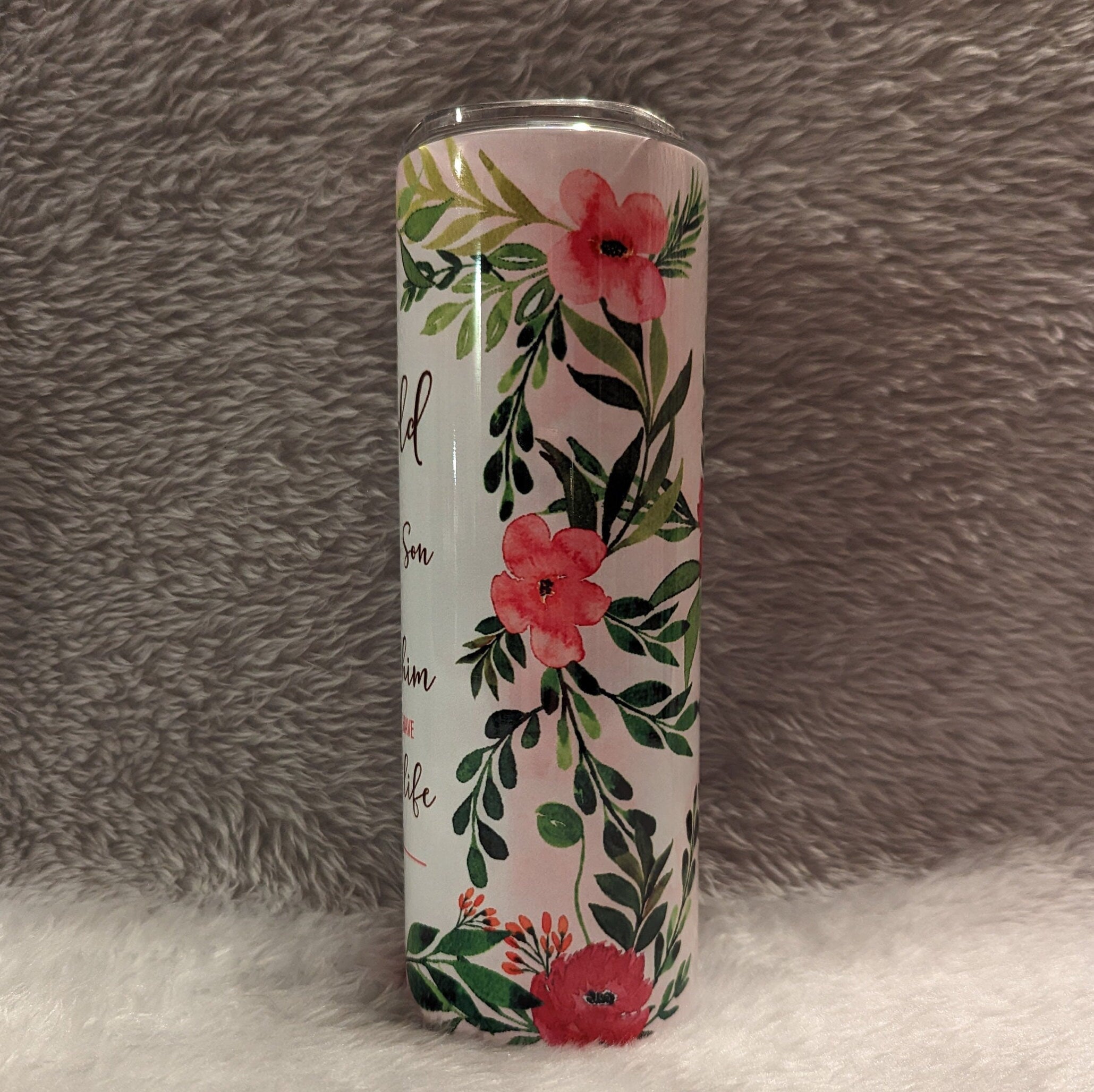 Bible Verse John 3:16 Christian Tumbler 20oz With Reusable Straw