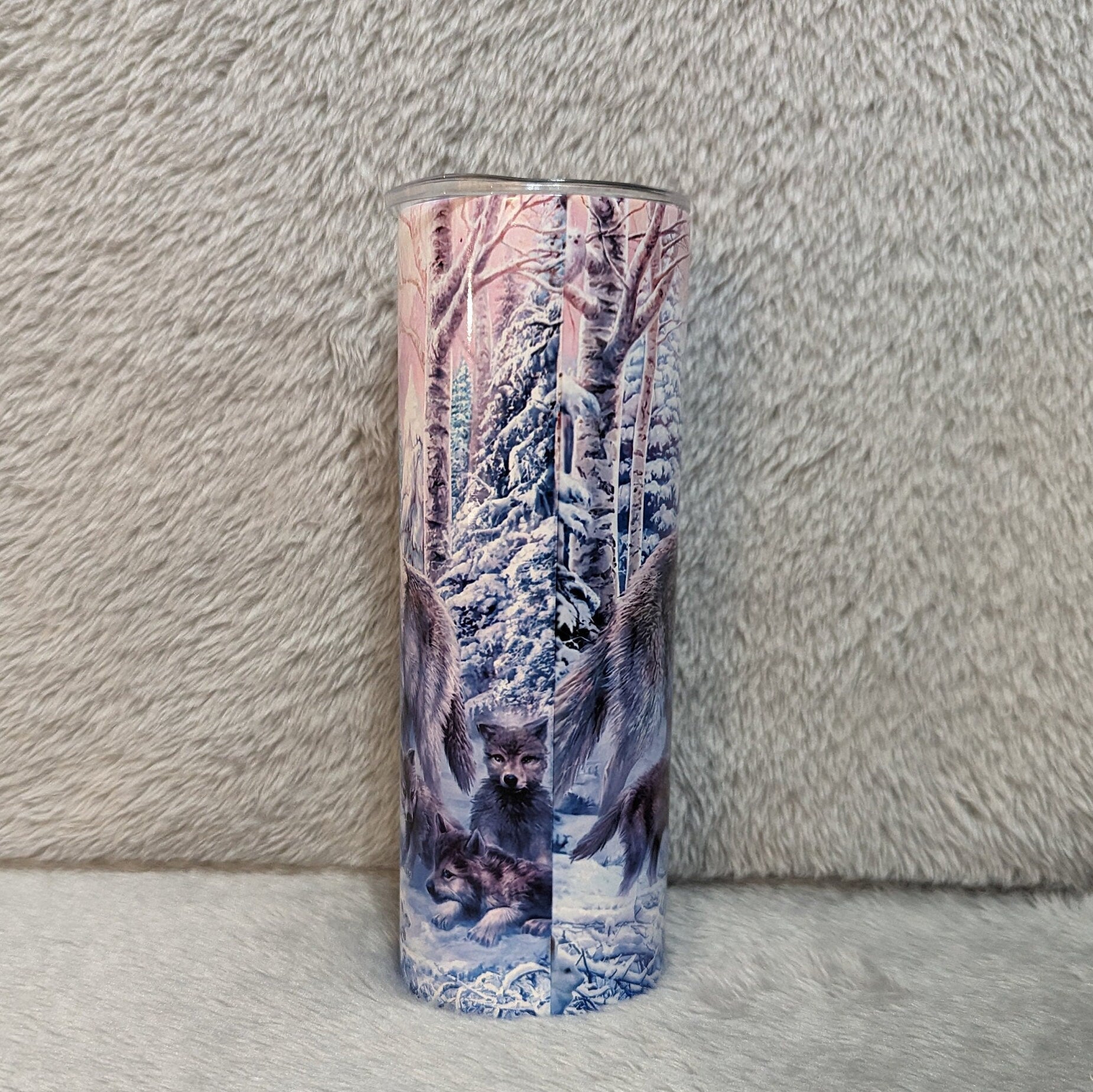 Wolf Family Tumbler 20oz With Reusable Straw, Can Be Personalized