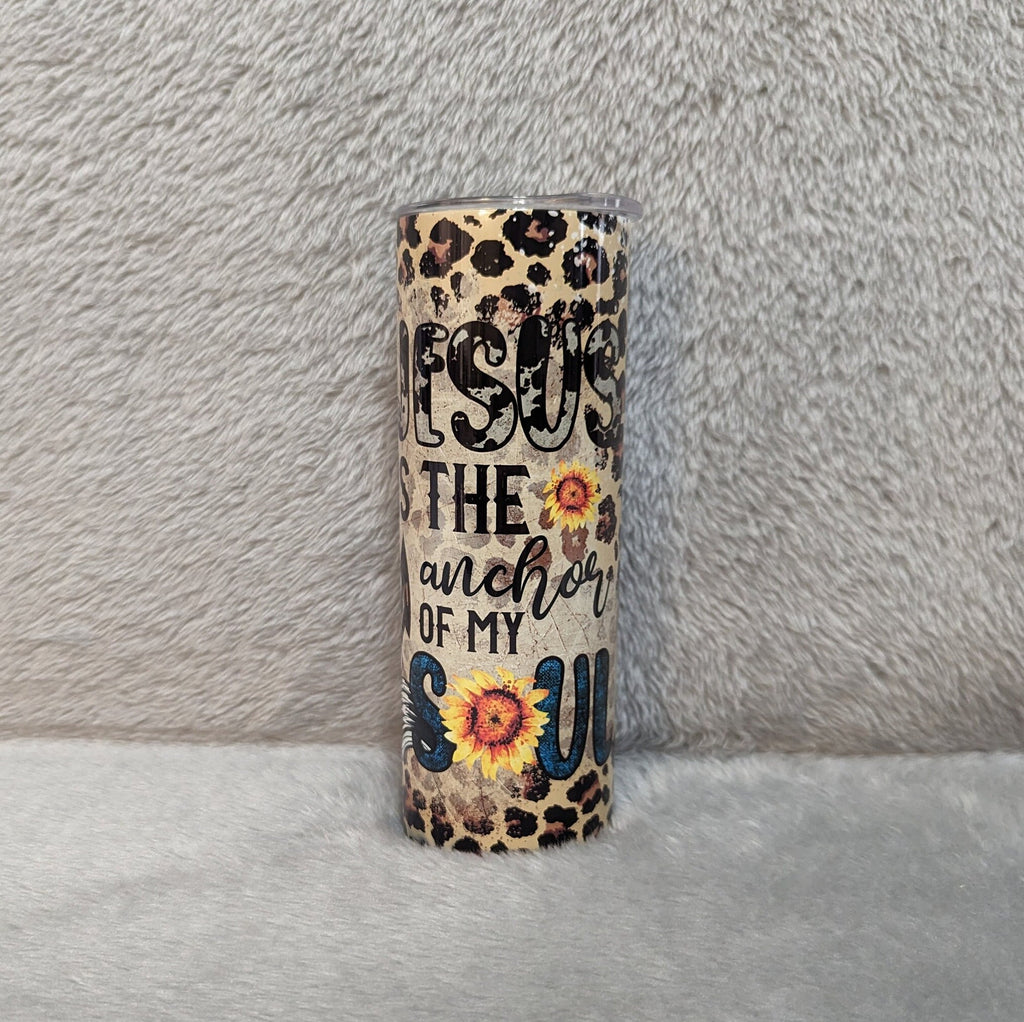 Jesus Is The Anchor Of My Soul Tumbler 20oz With Reusable Straw