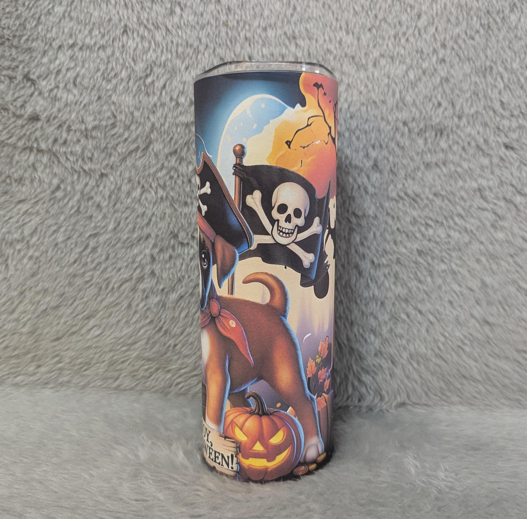Halloween Puppy Tumbler 20oz With Reusable Straw, Can Be Personalized