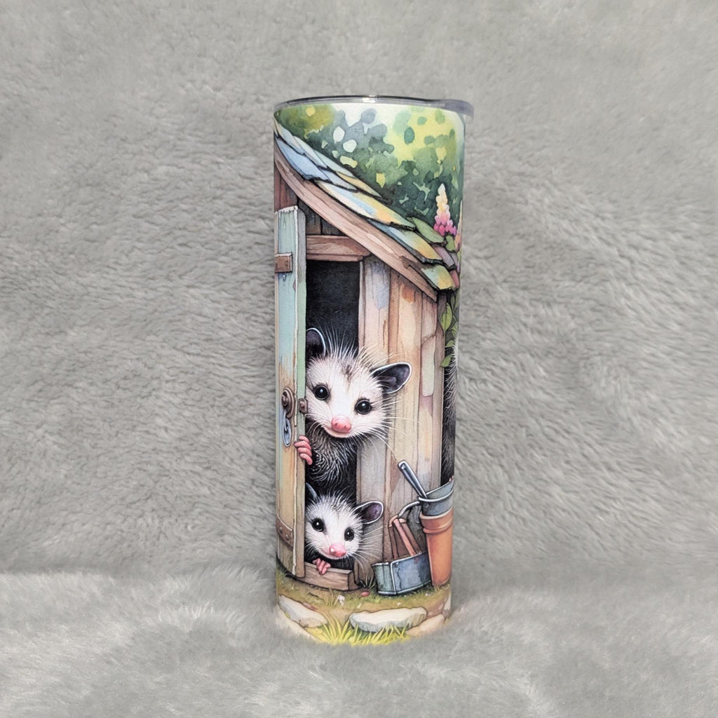 Adorable Possum Tumbler 20oz With Reusable Straw, Can Be Personalized