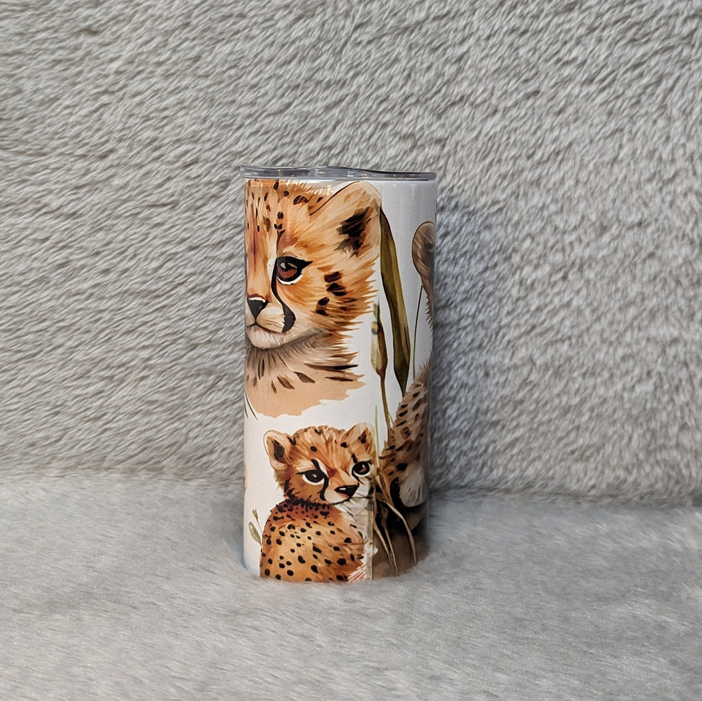 Kids Cheetah Tumbler 15oz With Reusable Straw, Can Be Personalized