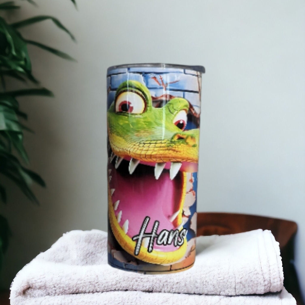 Kids Alligator Tumbler 15oz With Reusable Straw, Can Be Personalized