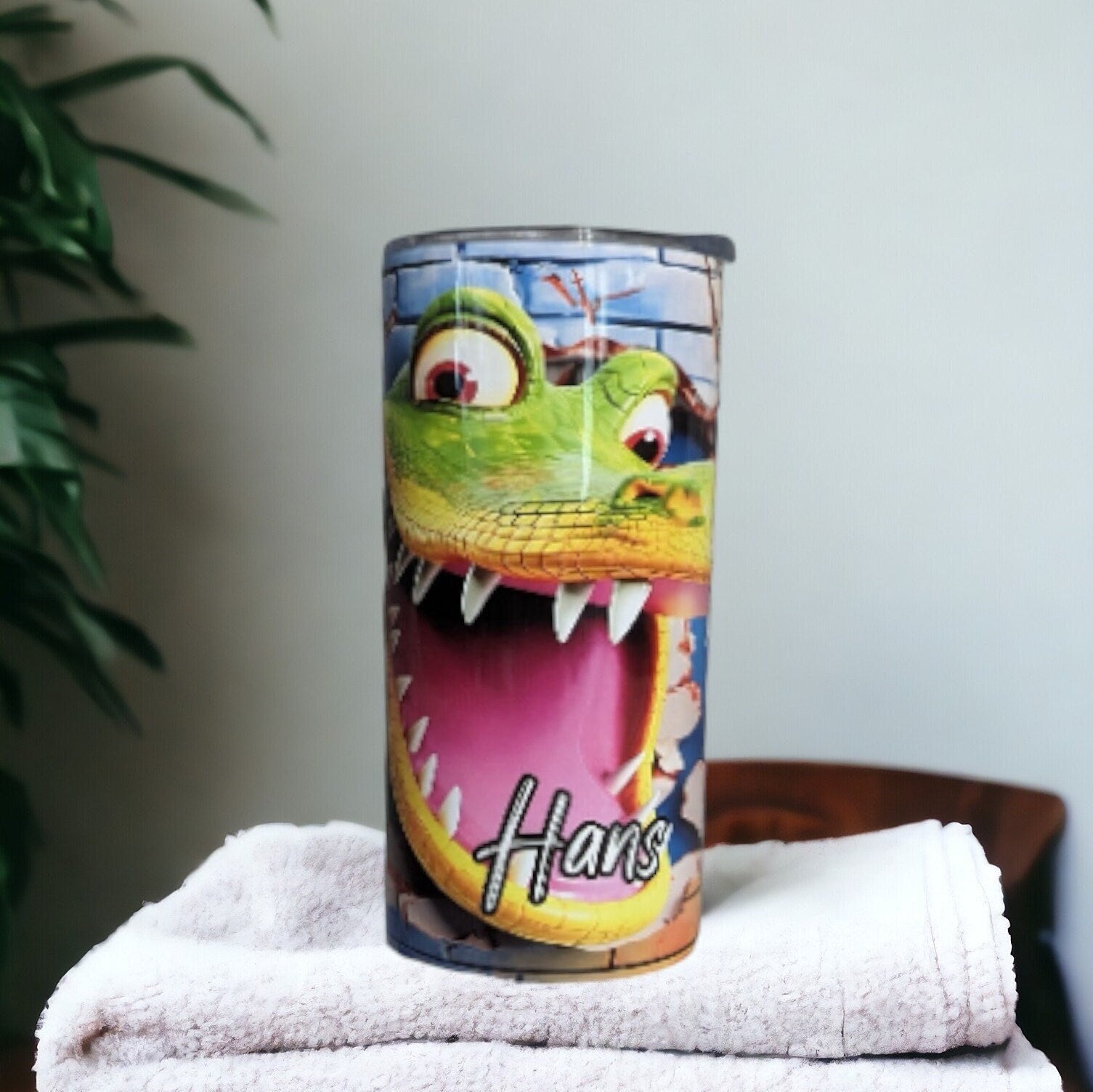 Kids Alligator Tumbler 15oz With Reusable Straw, Can Be Personalized