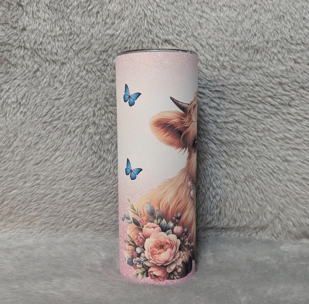 Highland Cow Tumbler 20oz With Reusable Straw, Can Be Personalized
