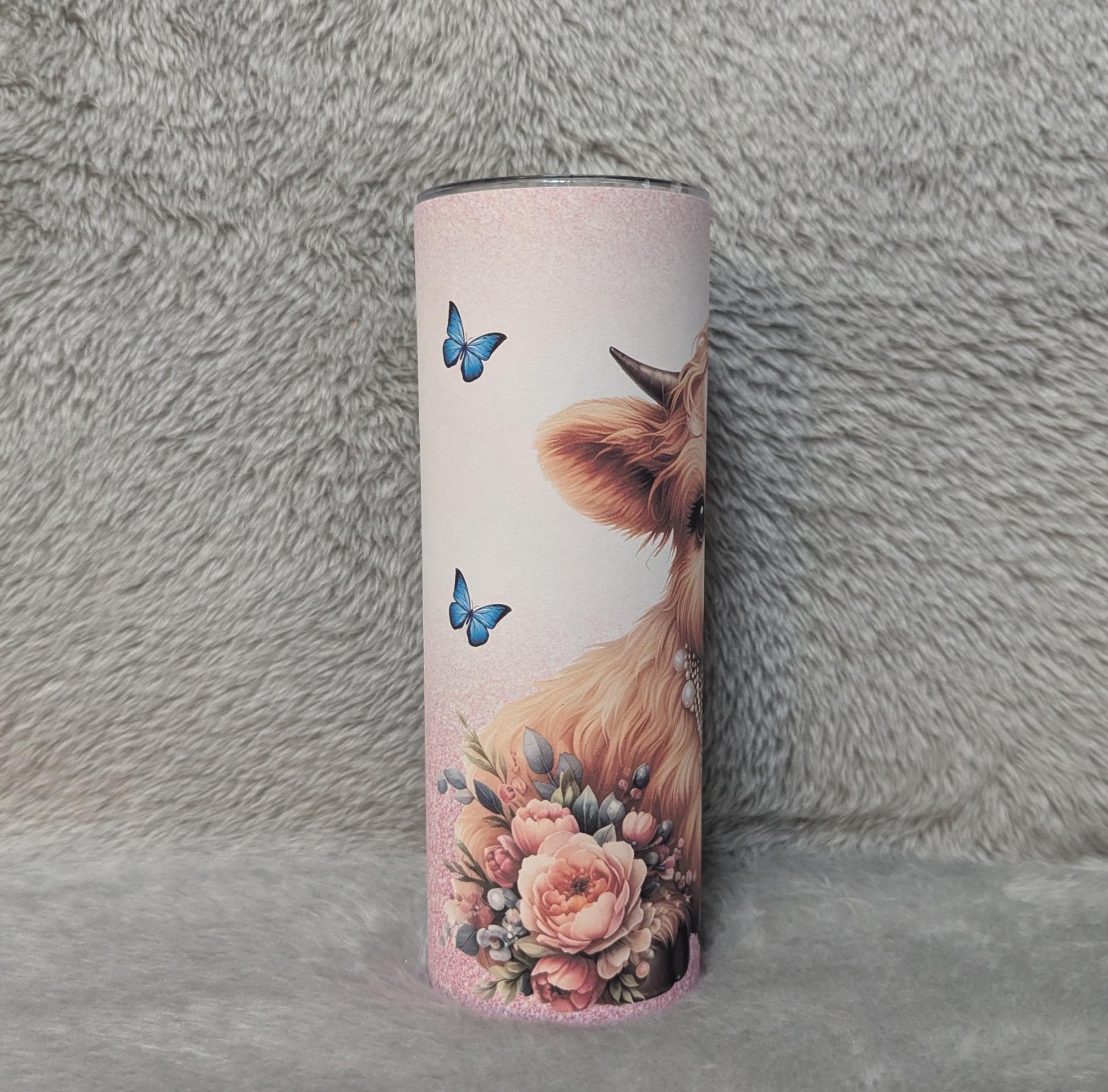 Highland Cow Tumbler 20oz With Reusable Straw, Can Be Personalized