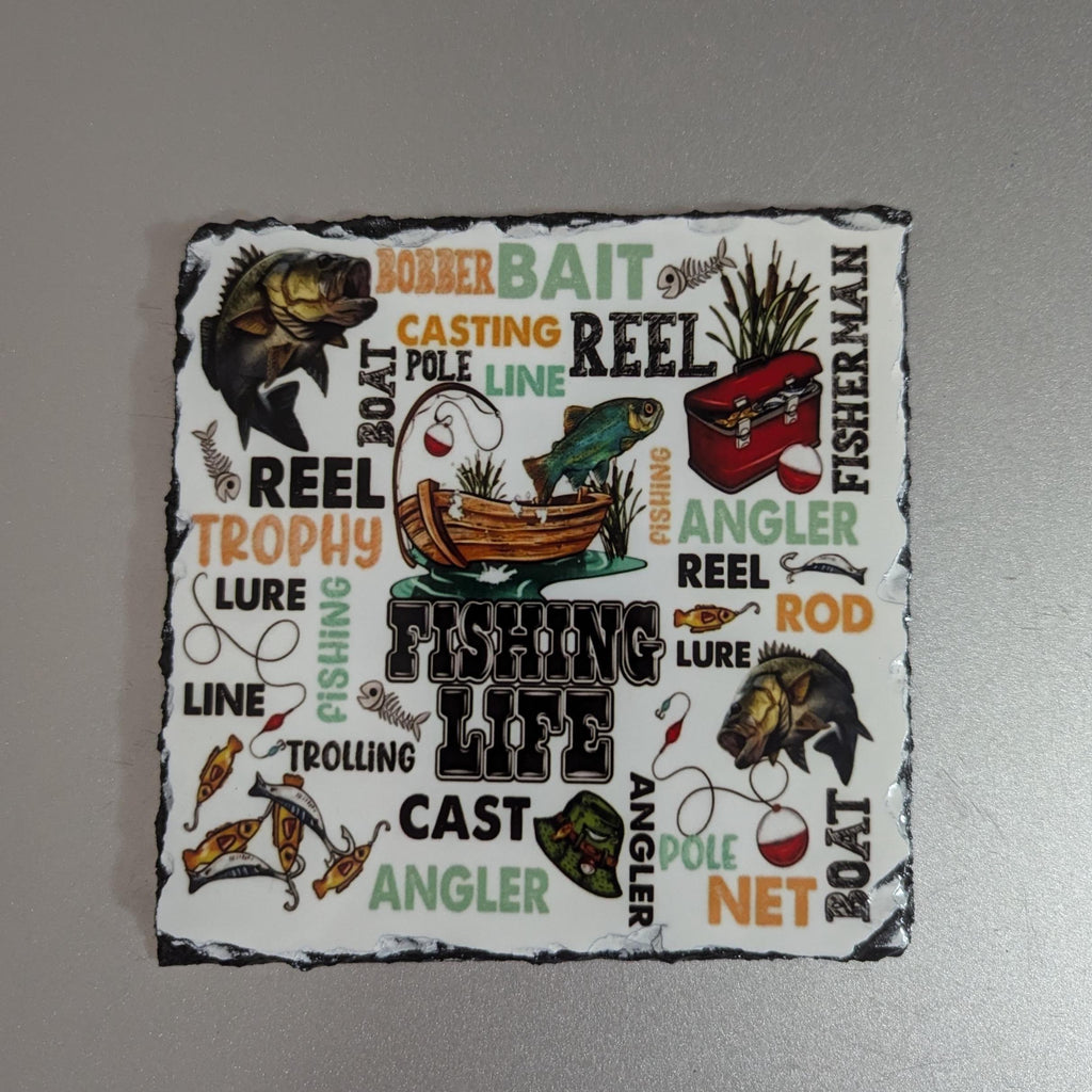 Fishing Life Slate Picture With Display Legs