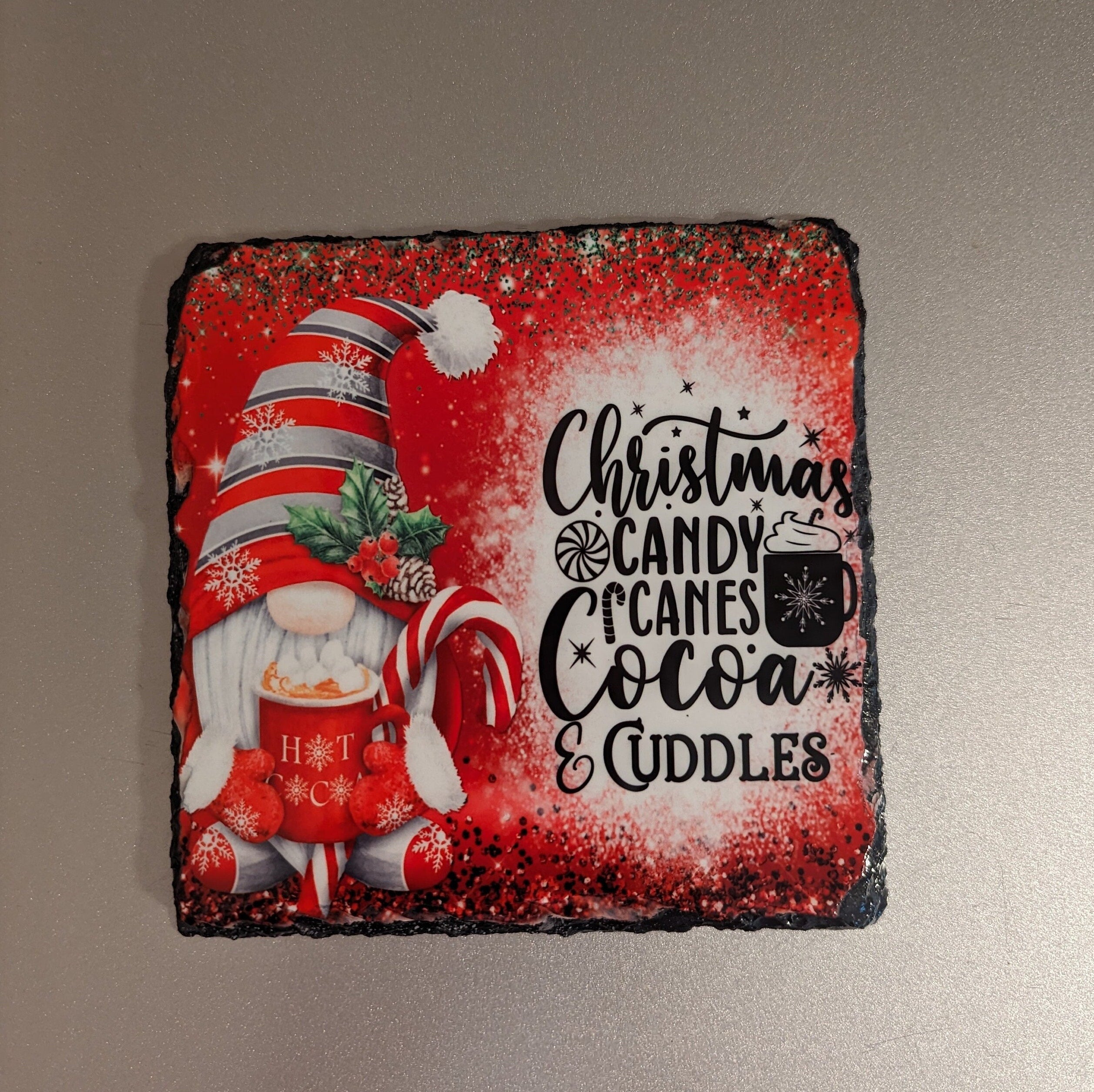 Christmas Gnome Slate Picture With Display Legs