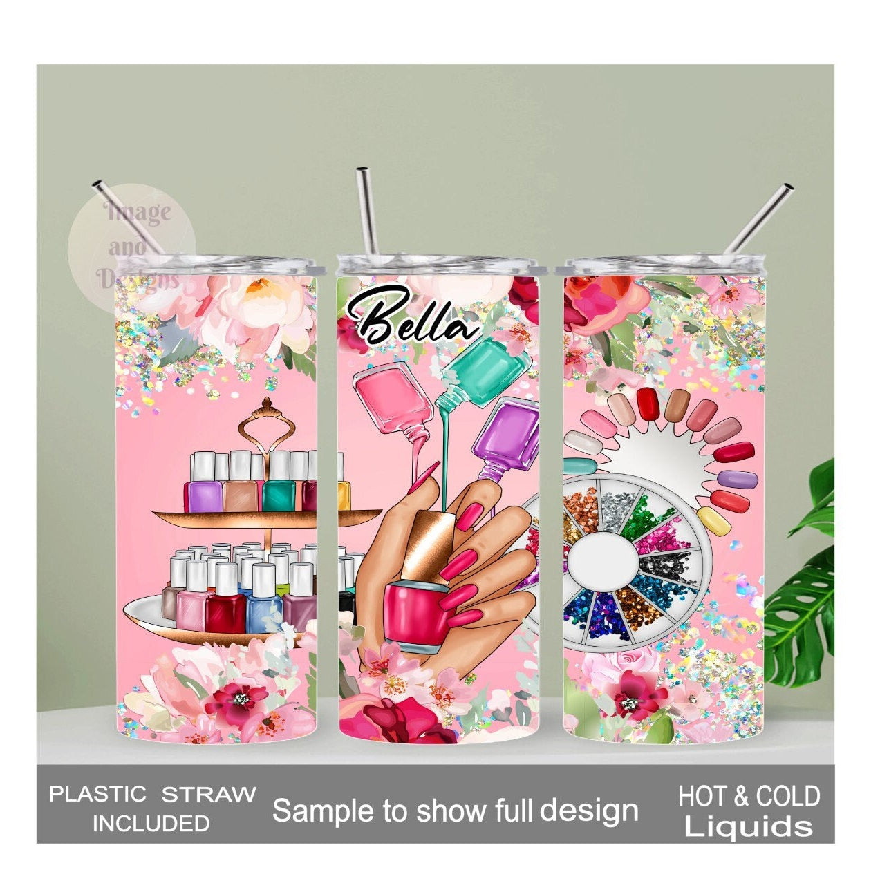 Nail Tech Tumbler 20oz With Reusable Straw, Can Be Personalized