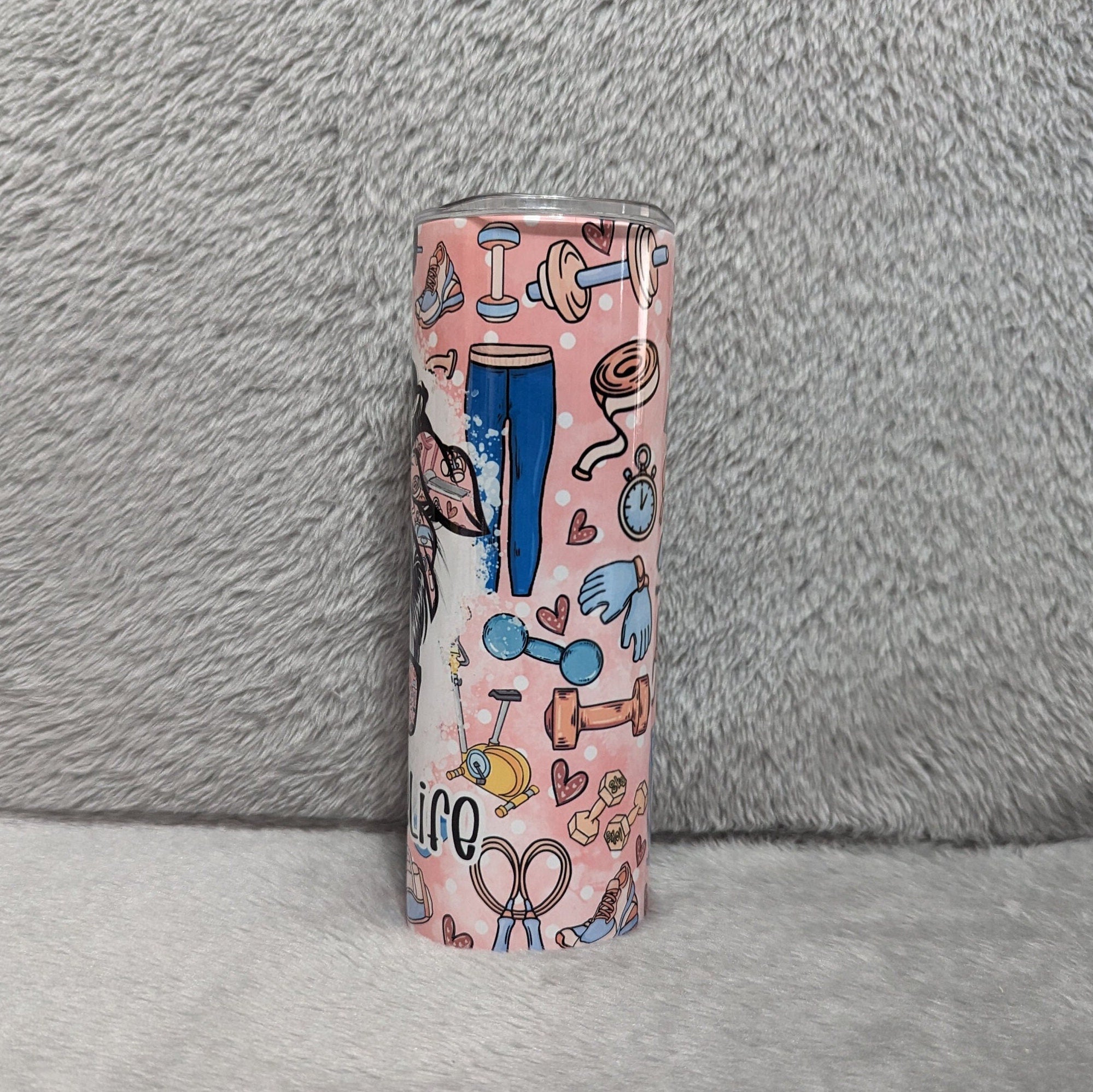 Fitness Tumbler 20oz With Reusable Straw, Can Be Personalized