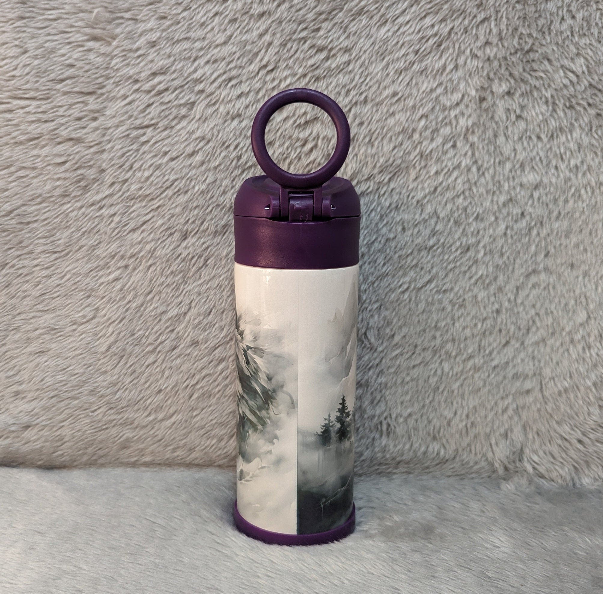 Kids Wolf Water Bottle 12oz With Reusable Straw Can Be Personalized