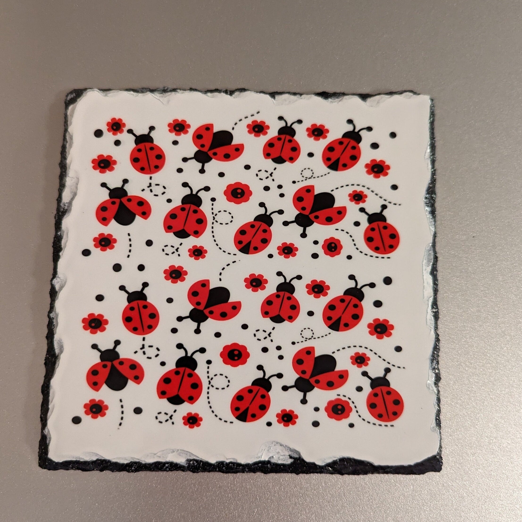 Slate Ladybug Picture With Display Legs