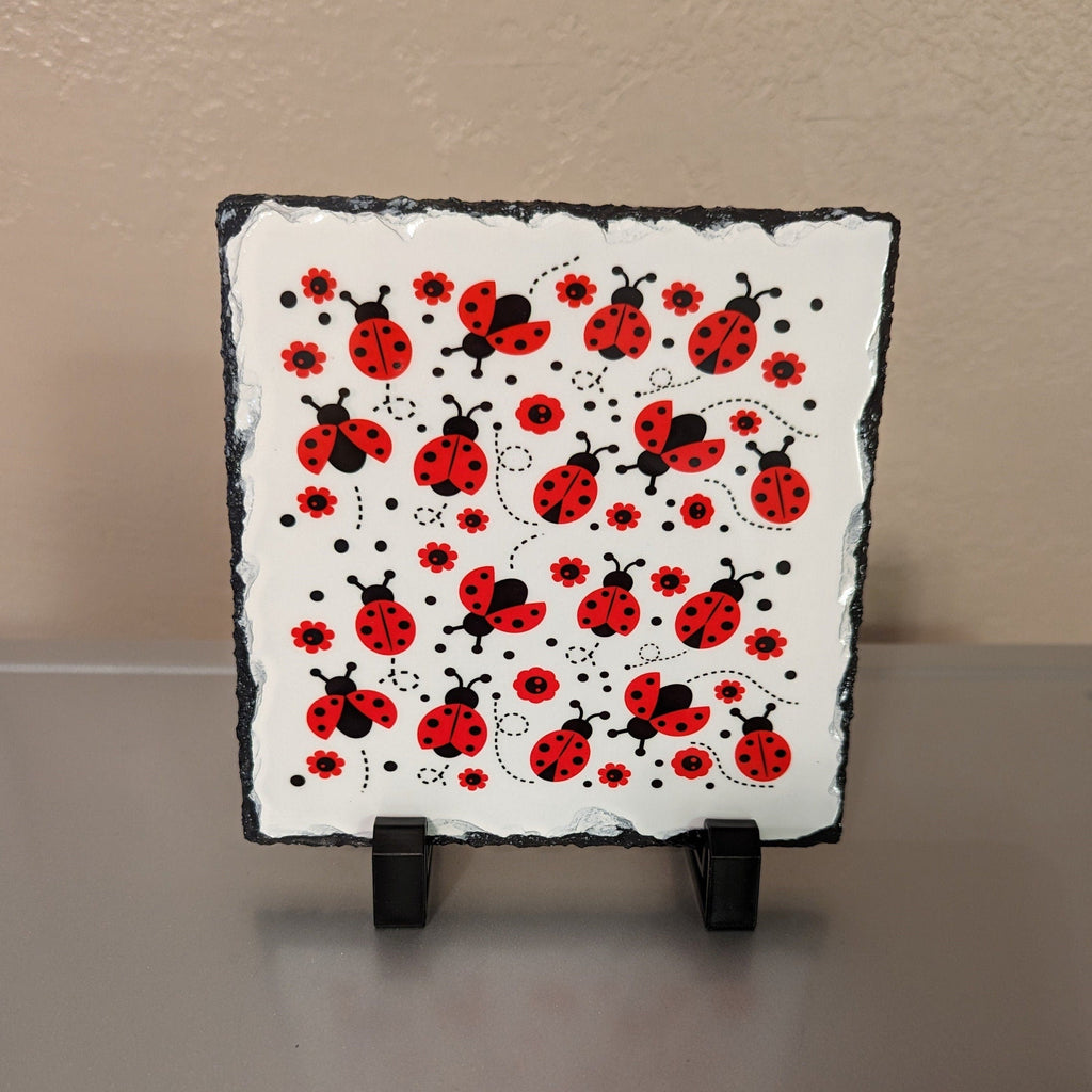 Slate Ladybug Picture With Display Legs